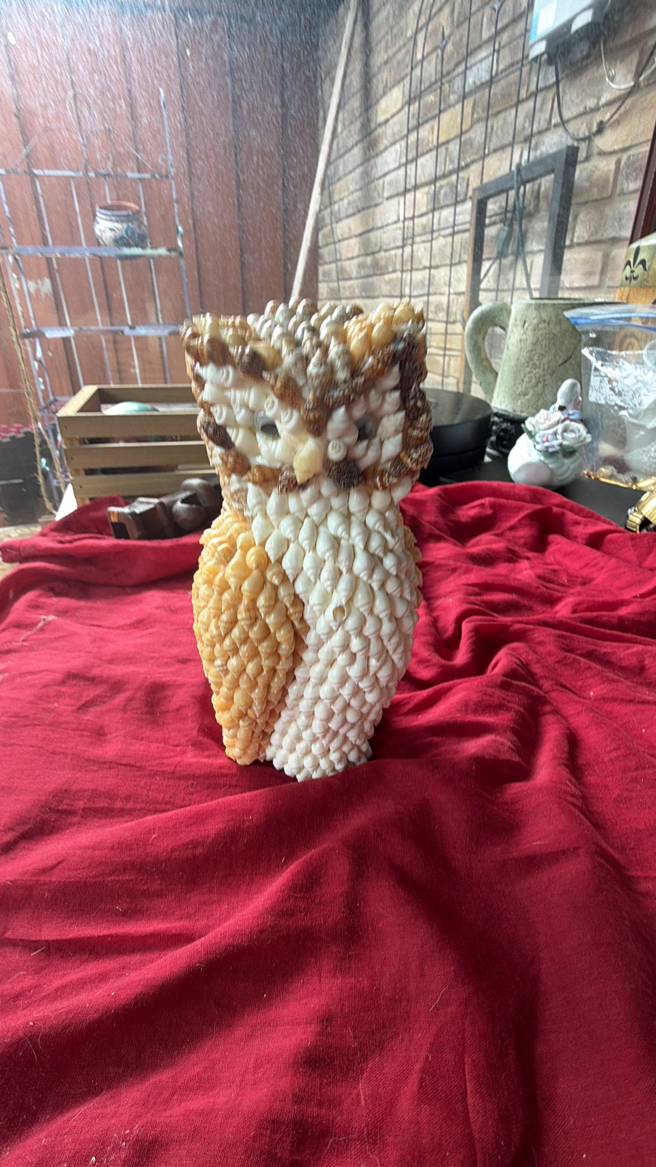 Vintage Seashell Owl Figurine