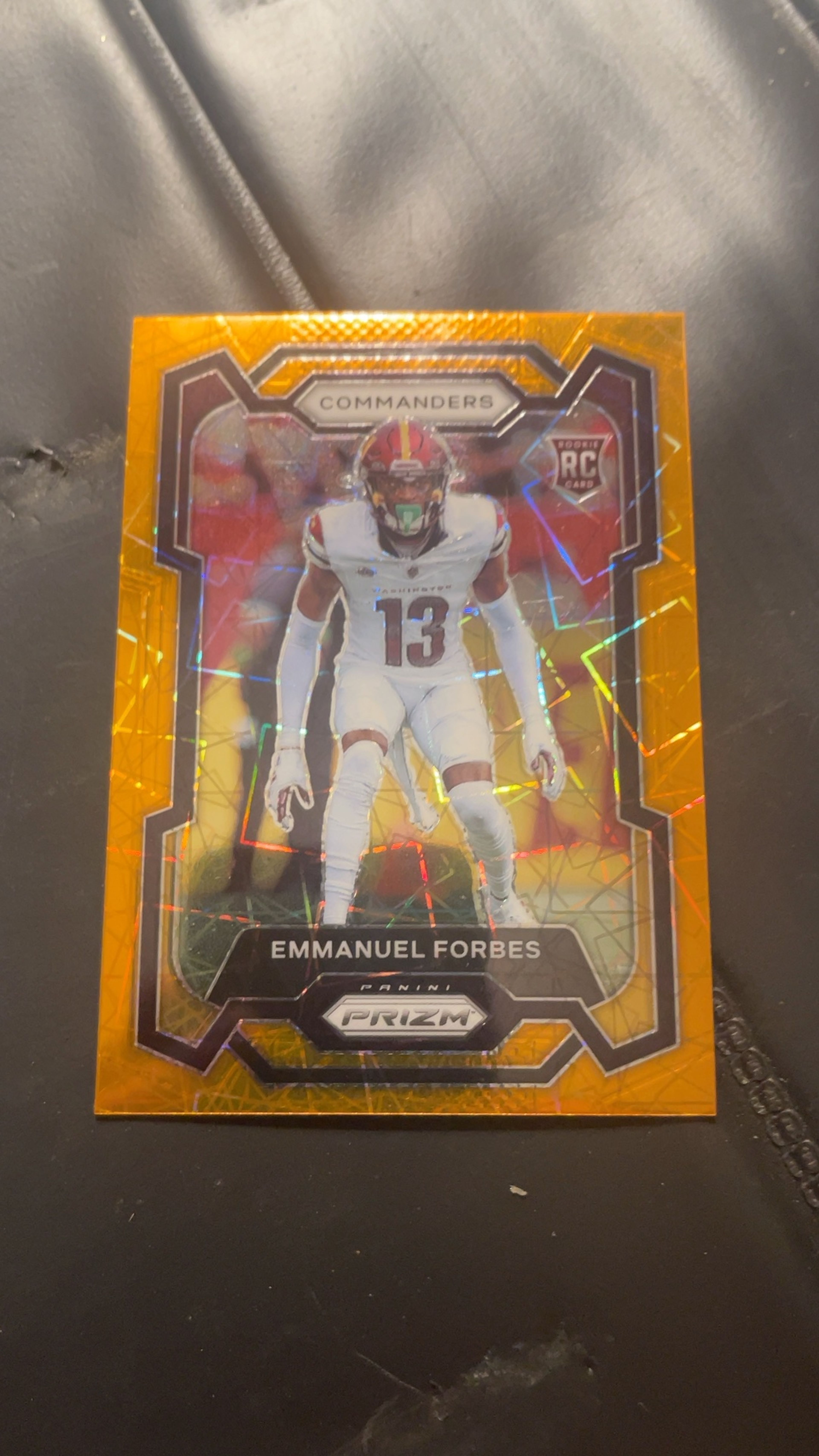 Panini Prizm Emmanuel Forbes Rookie Card #399 Orange Laser