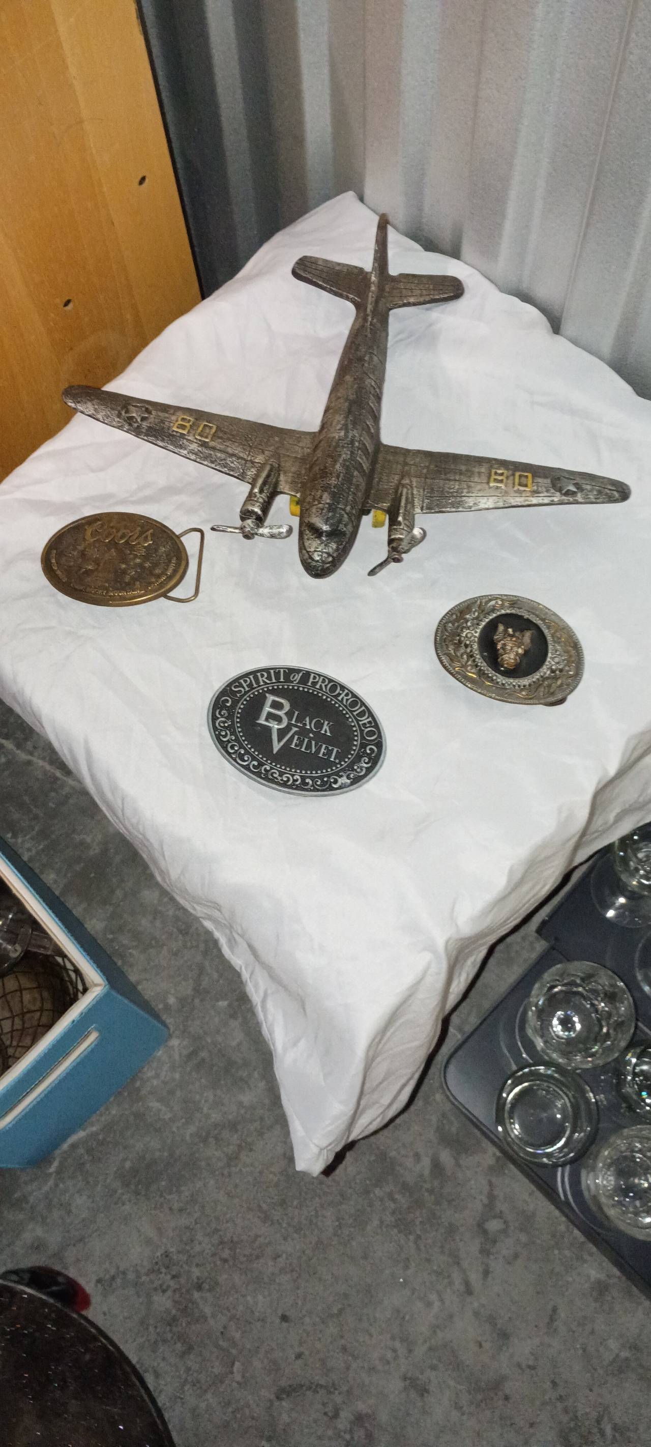 Vintage Metal Douglas C-47 Skytrain / DC-3 Airplane Model