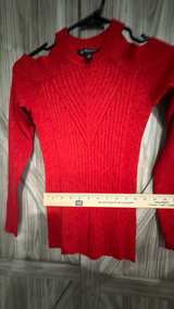 XS INC International Concepts Cold-Shoulder Ribbed Sweater Red festive party - Image 3