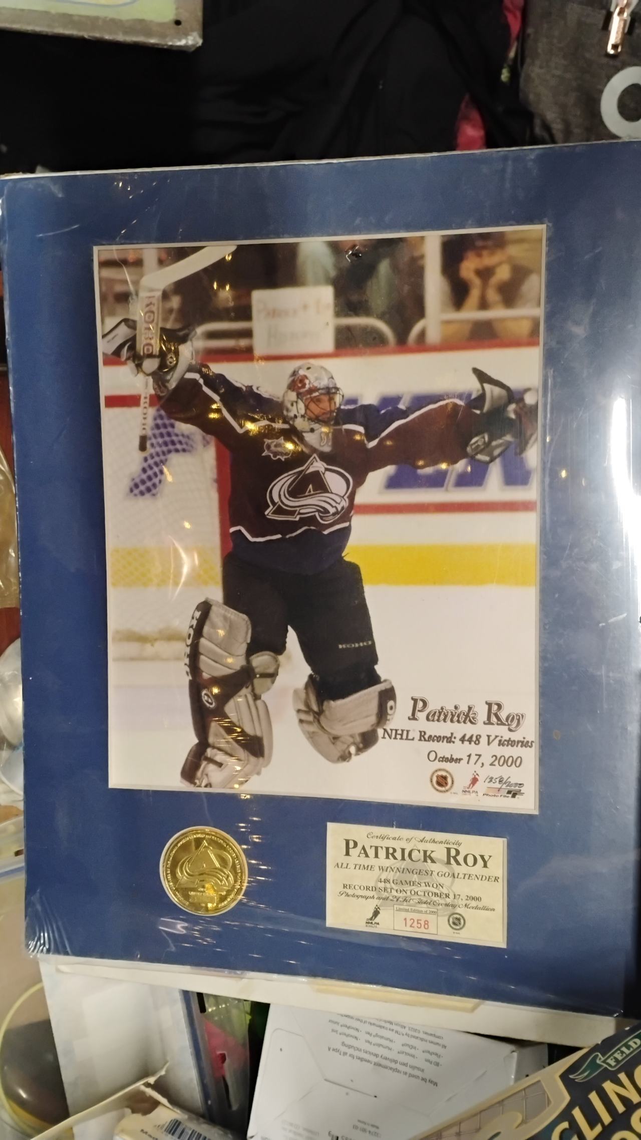Patrick Roy Colorado Avalanche 448 Victories Framed Photo Mint