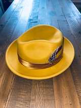 Bruno Capelo Giovani Gold/Mustard Fedora Hat - Image 1