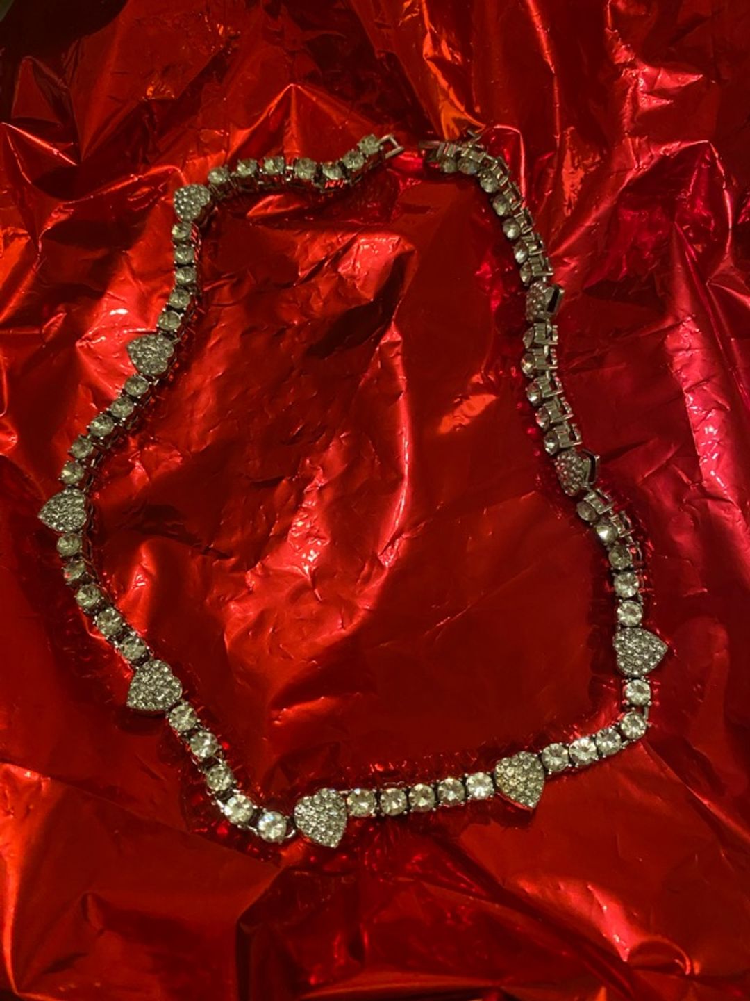 Silver Crystal Halo Heart Necklace