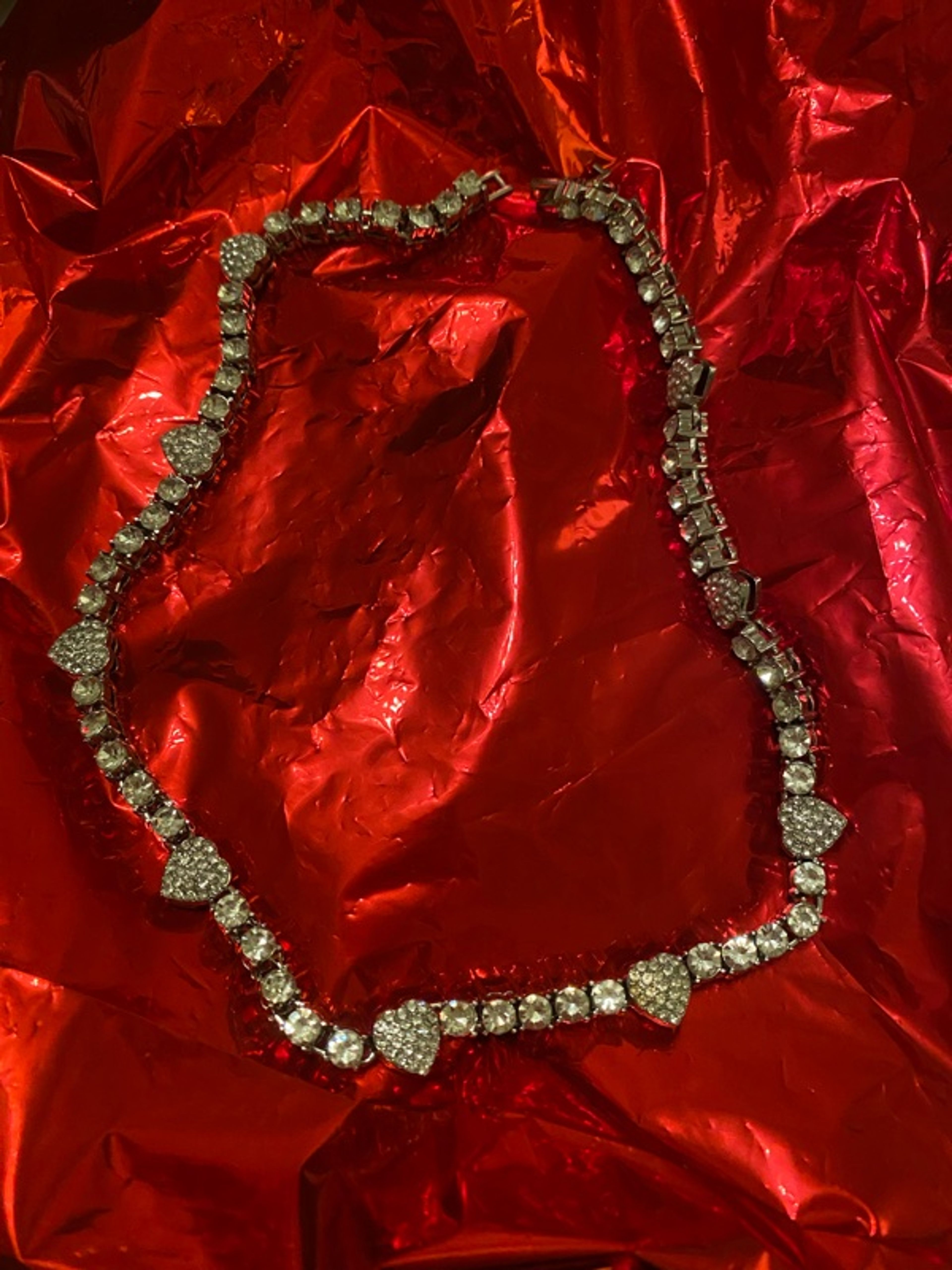 Silver Crystal Halo Heart Necklace