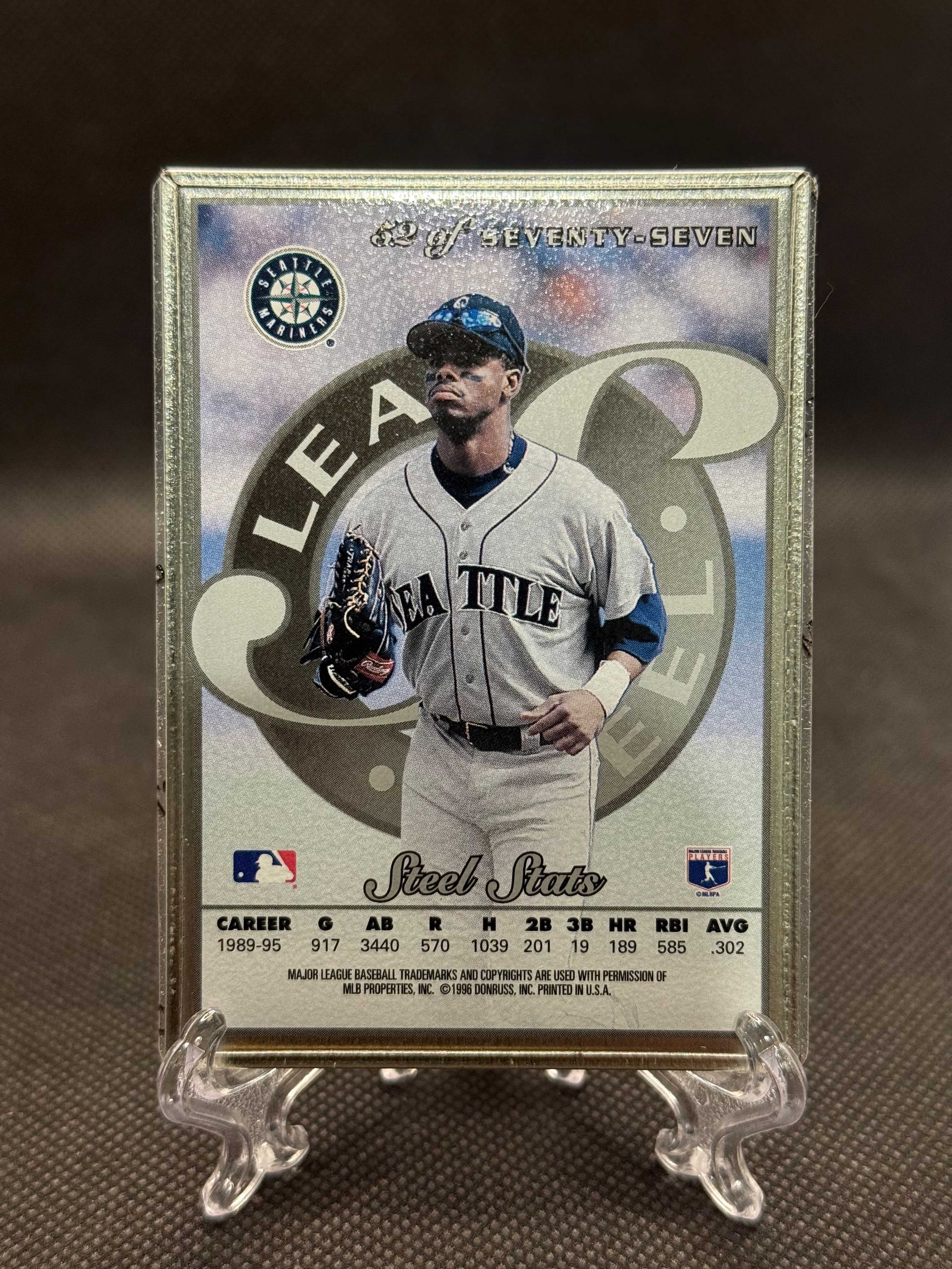 1996 Leaf Preferred - Steel Ken Griffey Jr #52 of seventy-seven mariners - Image 3