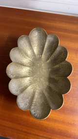 Vintage Brass Scalloped Edge Dish 8-inch serial number 4404x made in India - Image 1