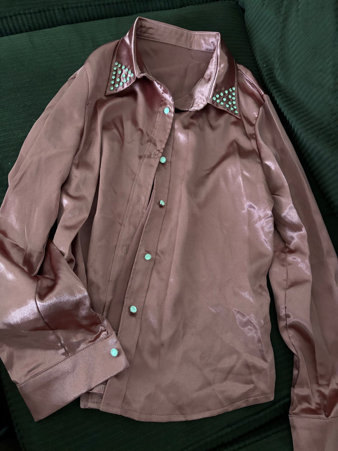 Disco Style Satin Button-Up Shirt