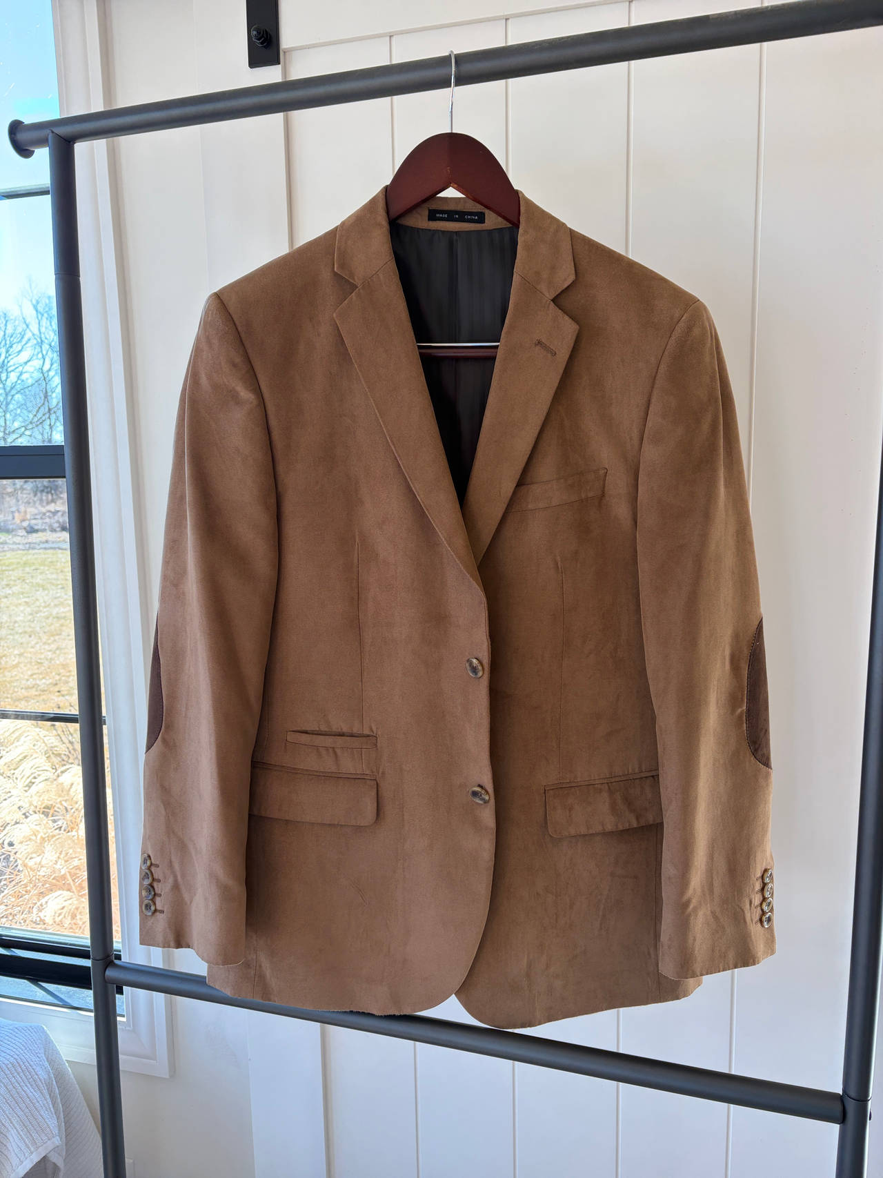 Bachrach Men's Faux Suede Blazer with Elbow Patches