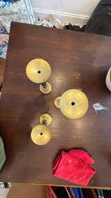 Vintage Brass Taper Candle Holders Set of 3 - Image 3