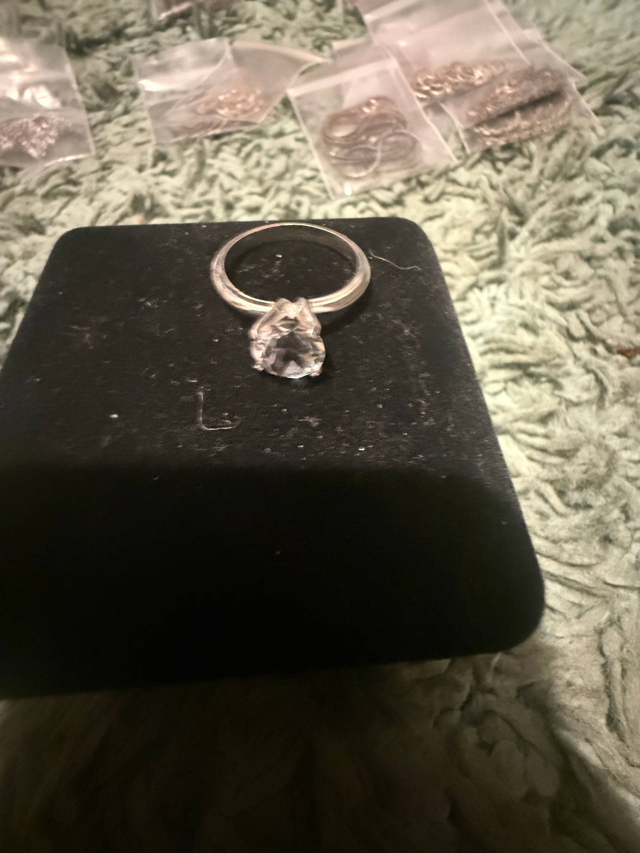 Silver Tone Solitaire Ring with Clear Stone
