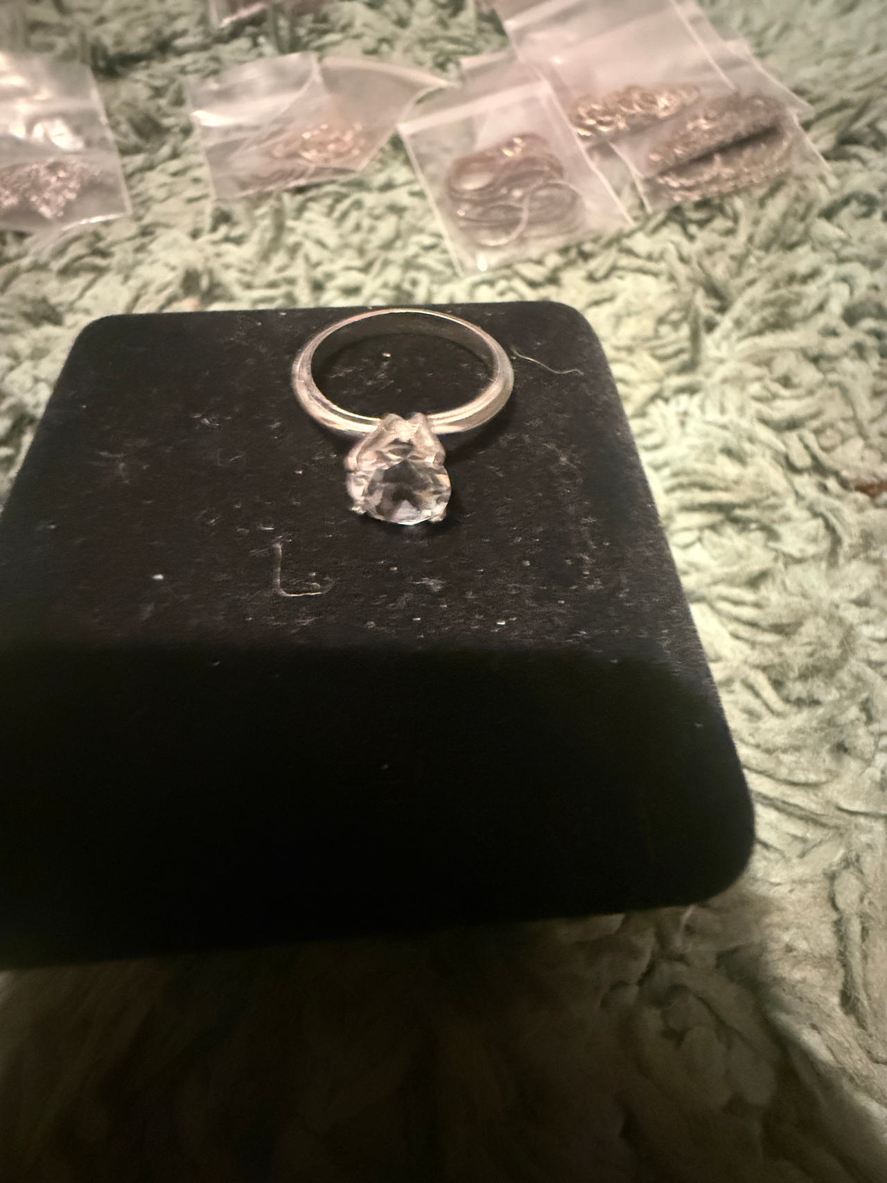 Silver Tone Solitaire Ring with Clear Stone