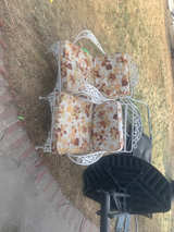 Vintage Wrought Iron Patio Chairs with Floral Cushions - Image 1