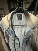 Original Use Denim Jean Jacket with Hoodie Size Medium  - Image 1