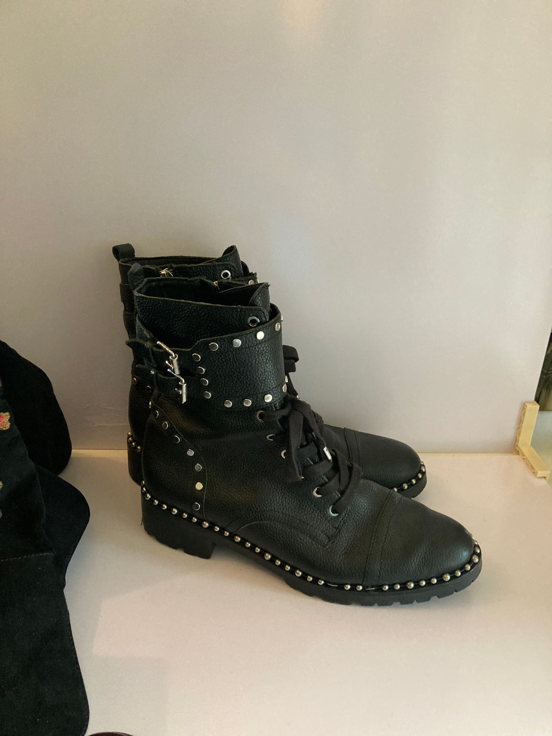 Black Studded Combat Boots