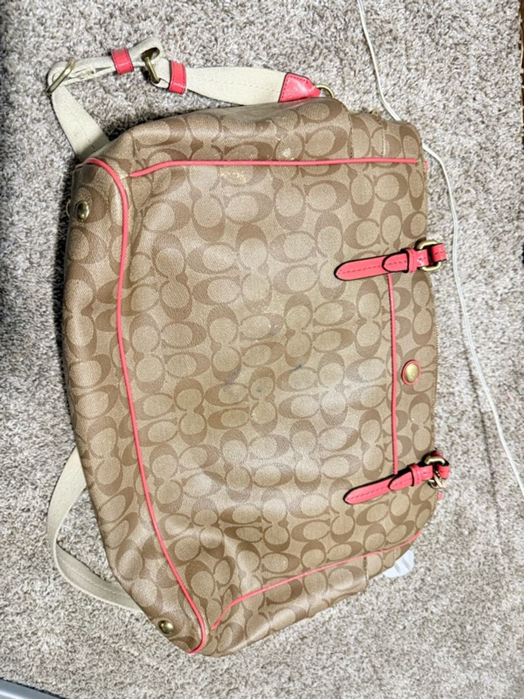 Coach Peyton Diaper Bag Pink/Brown