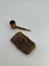 Vintage Corn Cob Pipe, Knife, and Leather Pouch Set - Image 3