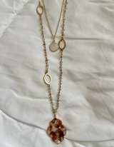 Layered Gold-Tone Resin Pendant Necklace - Image 3