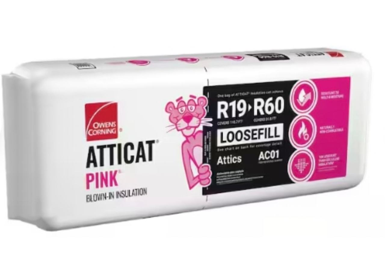 16 Bags Owens Corning R-19 AttiCat Pink Blown-In Fiberglass Insulation