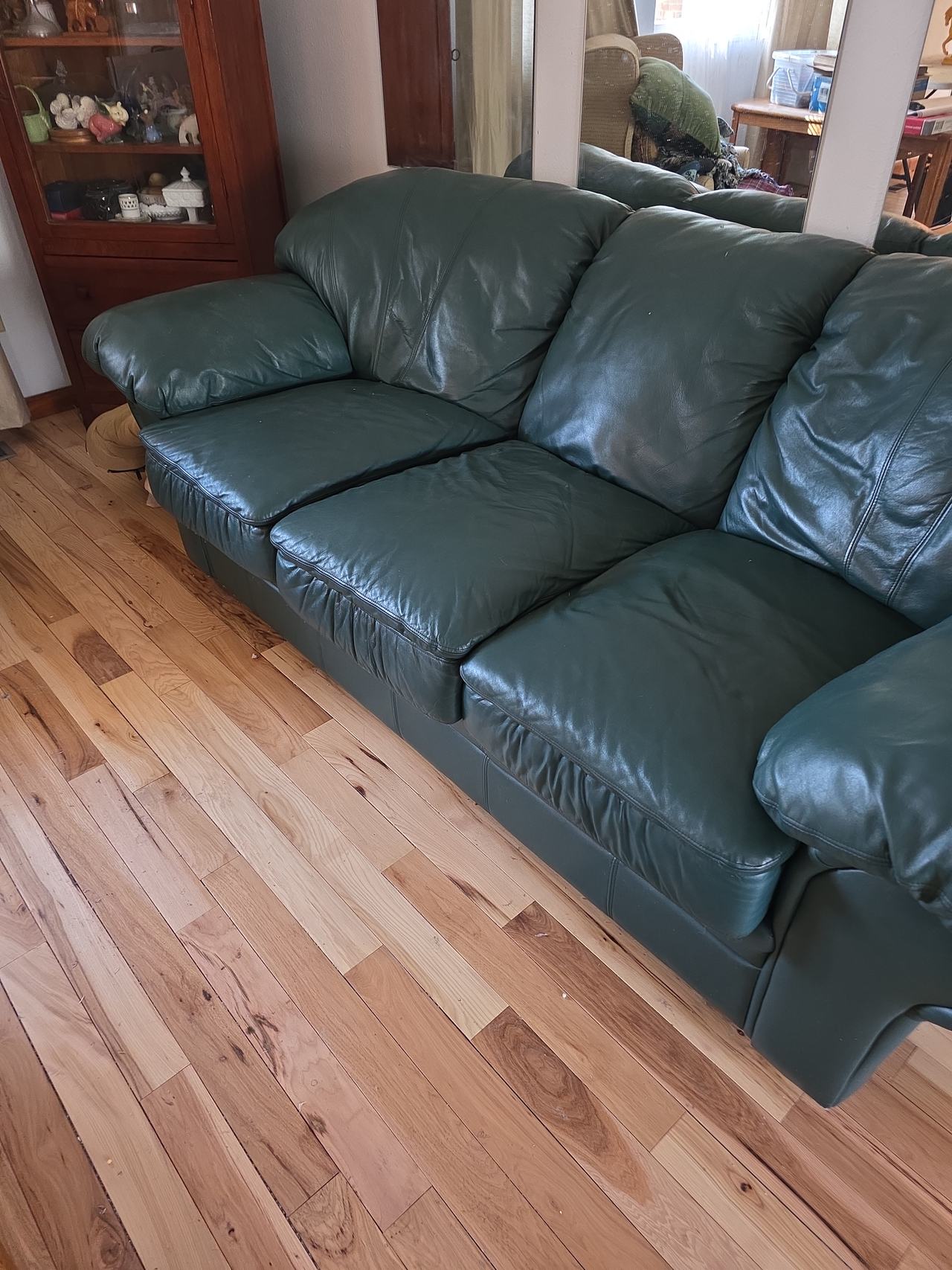 Hunter Green Leather Sofa