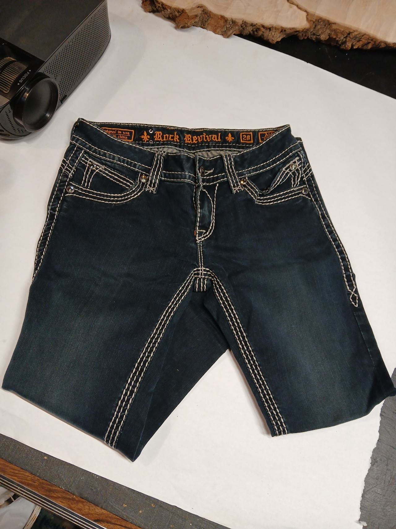 Rock Revival Women's Skinny Jeans with Rhinestone Pockets