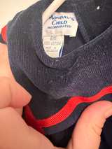 Navy Blue Corduroy Sailor Dress with Red Trim - Image 2