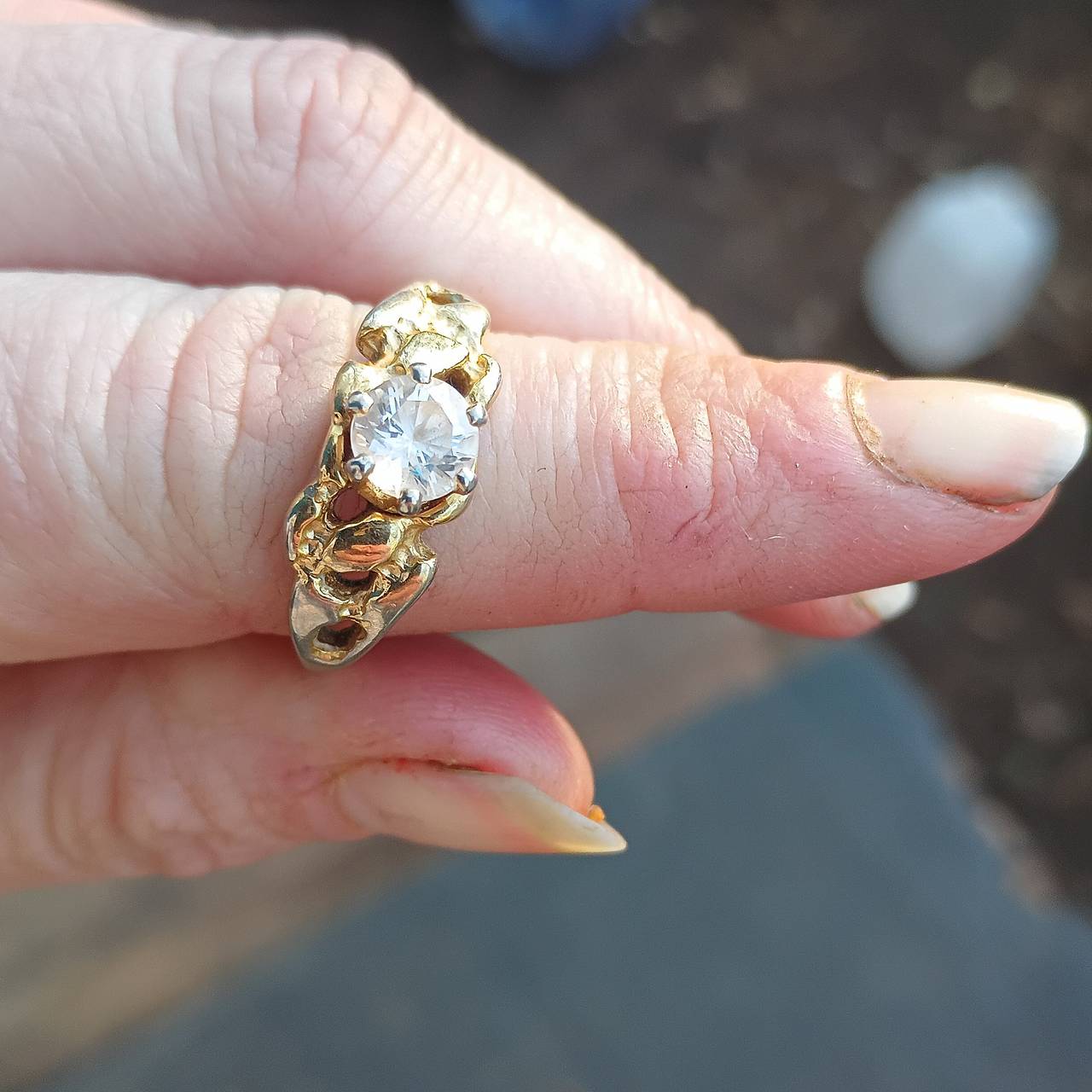 Vintage Gold Nugget Solitaire Ring