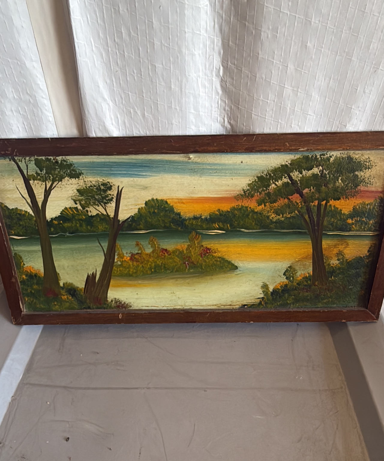 Vintage Landscape Oil Painting on Board