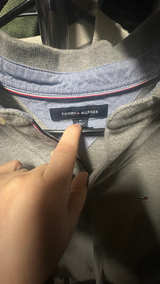 Tommy Hilfiger Grey Long Sleeve Polo Shirt Size Medium - Image 2