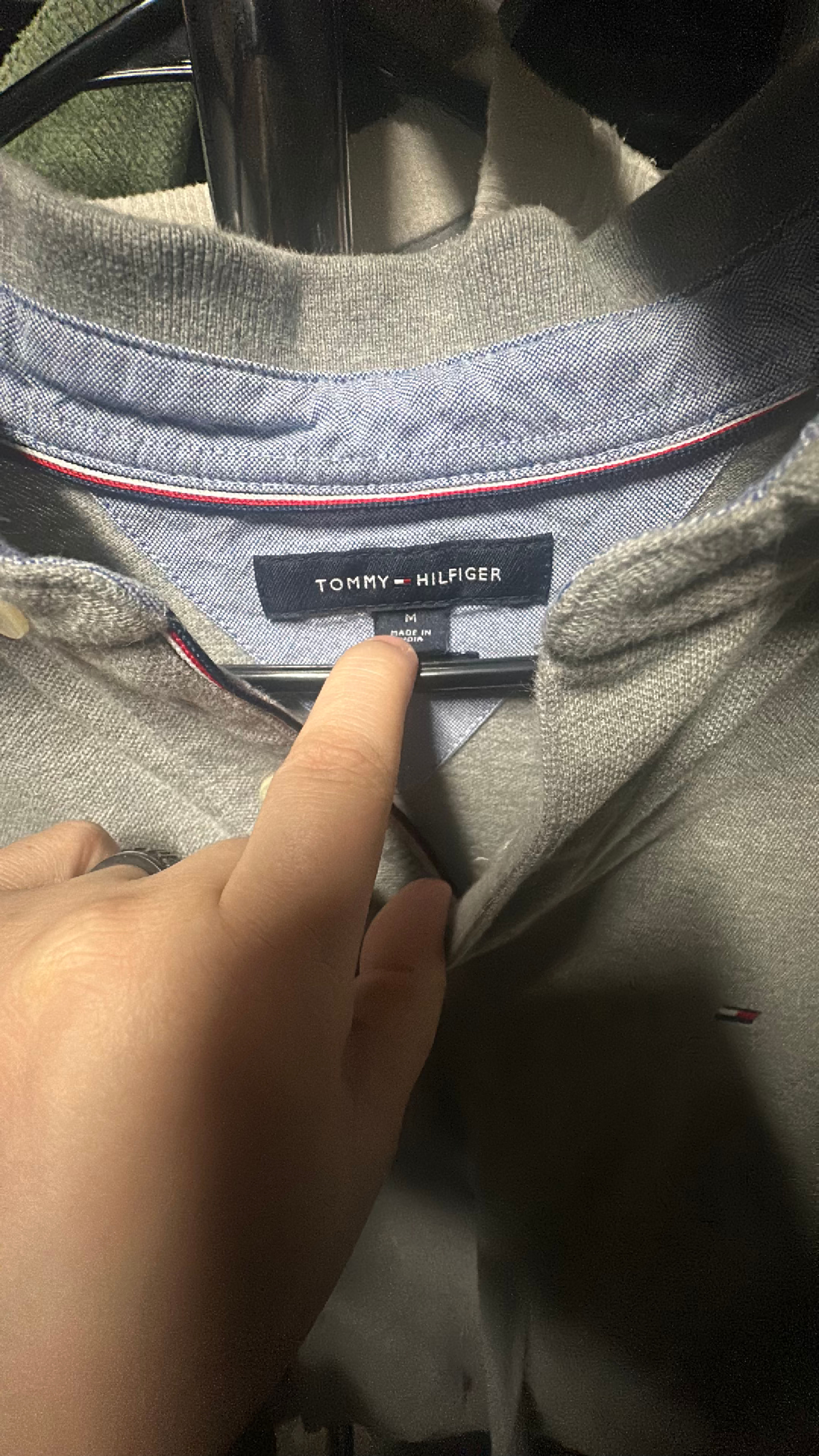 Tommy Hilfiger Grey Long Sleeve Polo Shirt Size Medium - Image 2