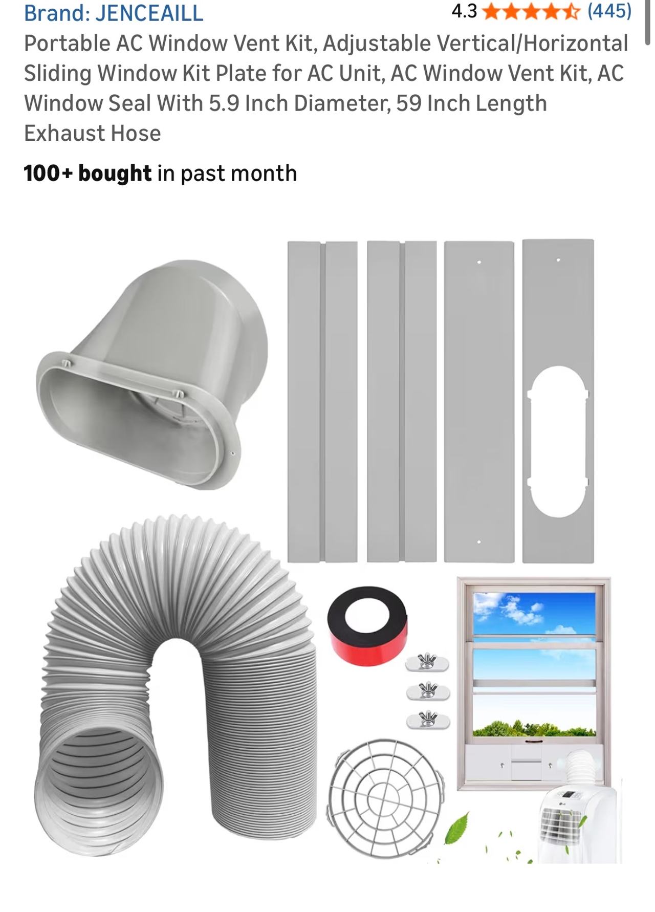 JENCEAILL Portable AC Window Vent Kit