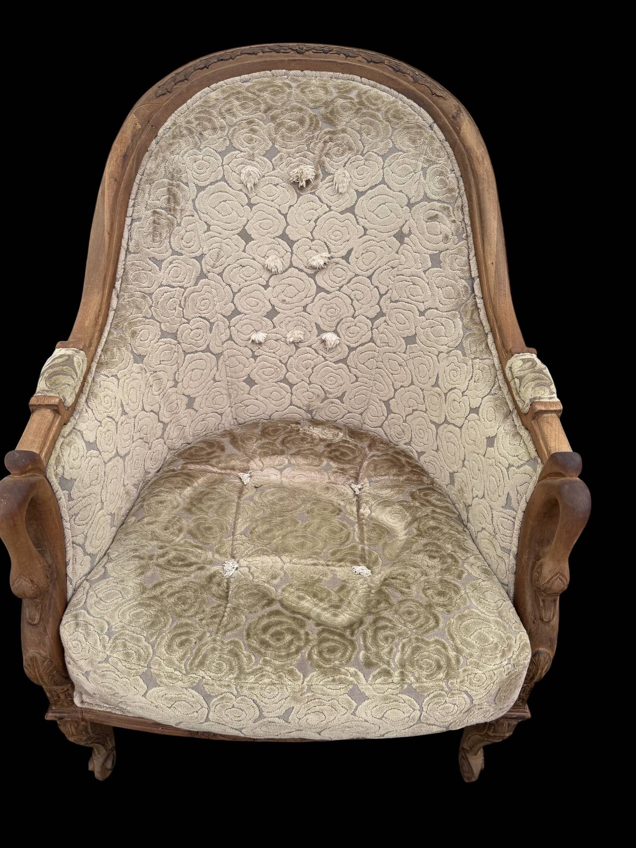 Vintage Louis XV Style Bergère Armchair