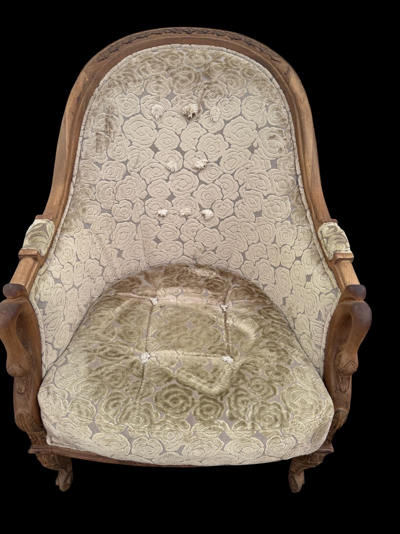 Vintage Louis XV Style Bergère Armchair