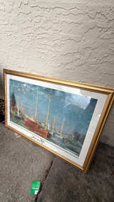 Claude Monet Red Boats at Argenteuil Framed Canvas Art Print - Image 3