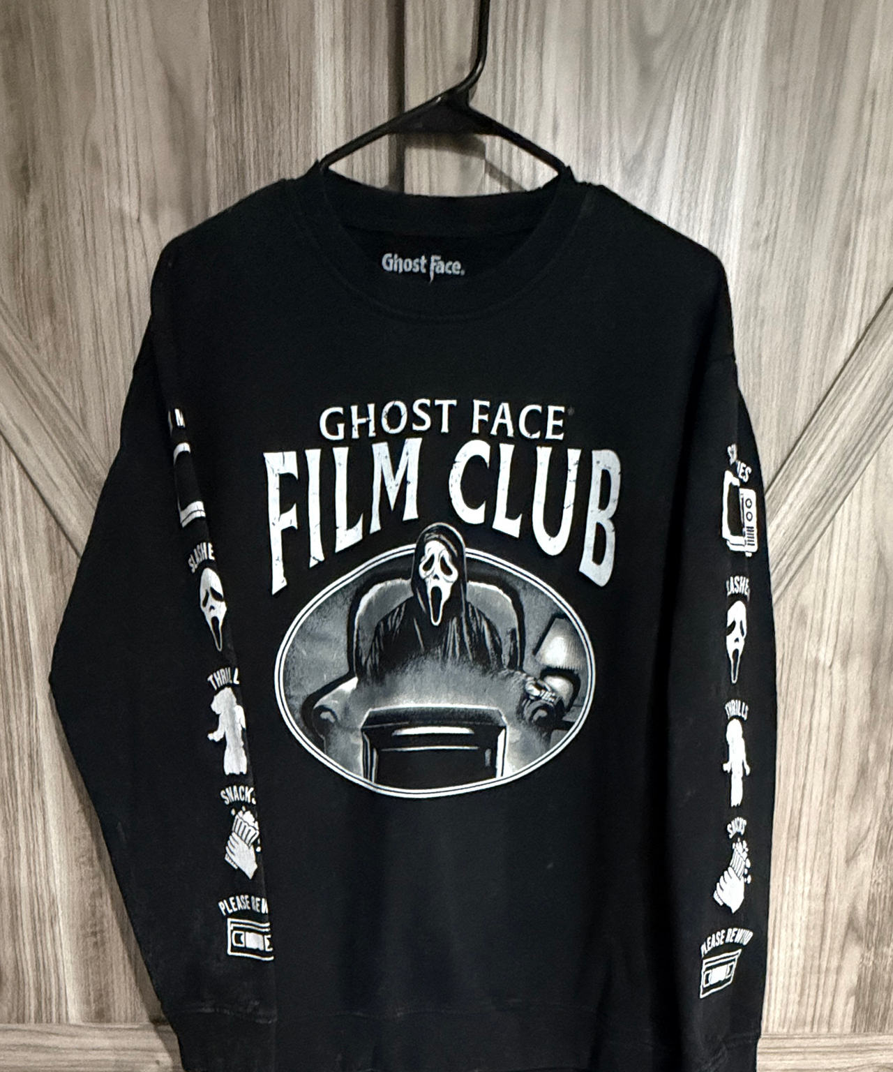 Ghost Face Film Club Crewneck Sweatshirt Size Large SCREAM HORROR MOVIES