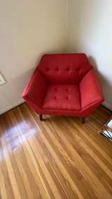 Red Mid-Century Modern Tufted Armchair - Image 4