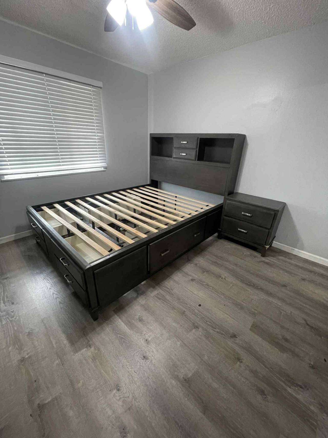 Storage Platform Bed with Headboard and Drawers