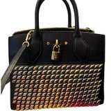 Louis Vuitton City Steamer MM Studded Black Leather Top Handle Crossbody Bag - Image 1