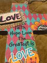 Demdaco Hand-Painted Wooden Cross with Red Rose Heart - Image 2