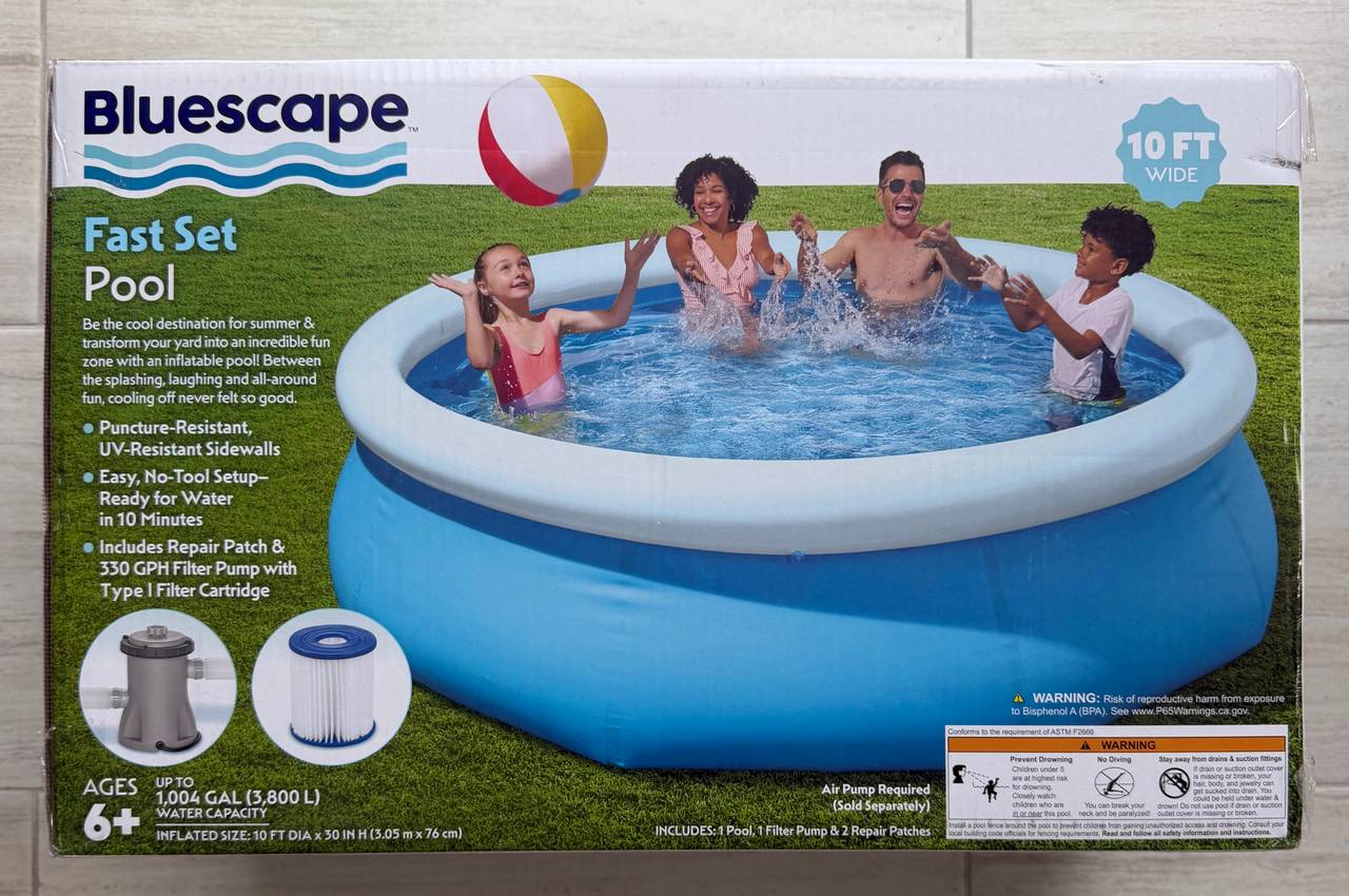 Bluescape 10ft Fast Set Inflatable Ring Family Pool NEW