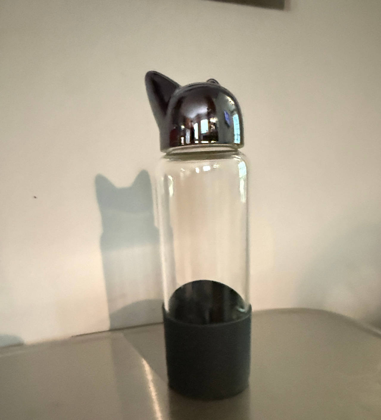 Cat Ear Glass Water Bottle with Silicone Sleeve