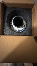 Blue and White Floral Ceramic Vase - Image 2