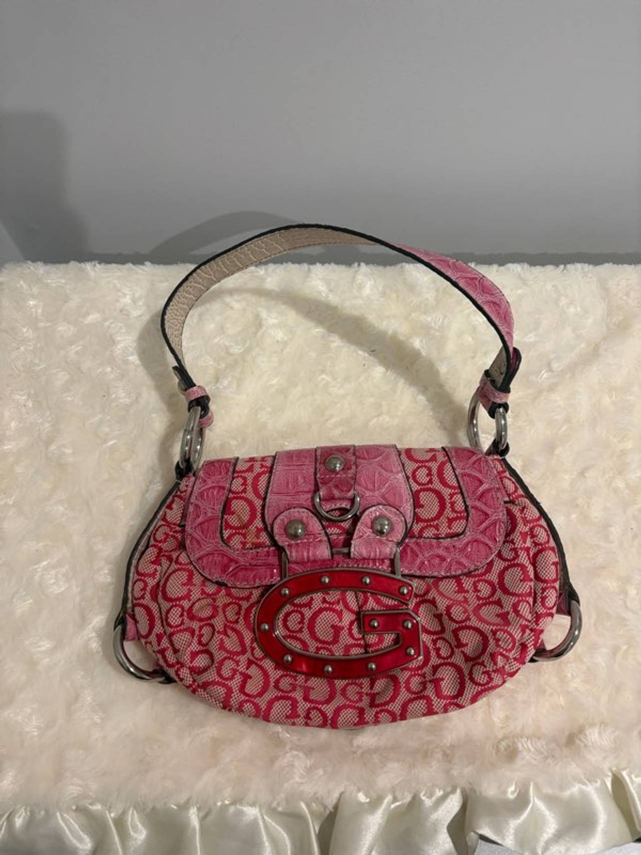Guess Pink Logo Shoulder Bag
