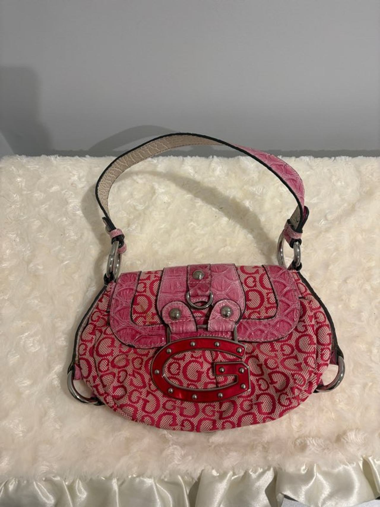 Guess Pink Logo Shoulder Bag