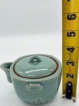 Japanese Houhin Teapot Shibayama Mark Celadon Crackle Glaze Tokoname Style - Image 3