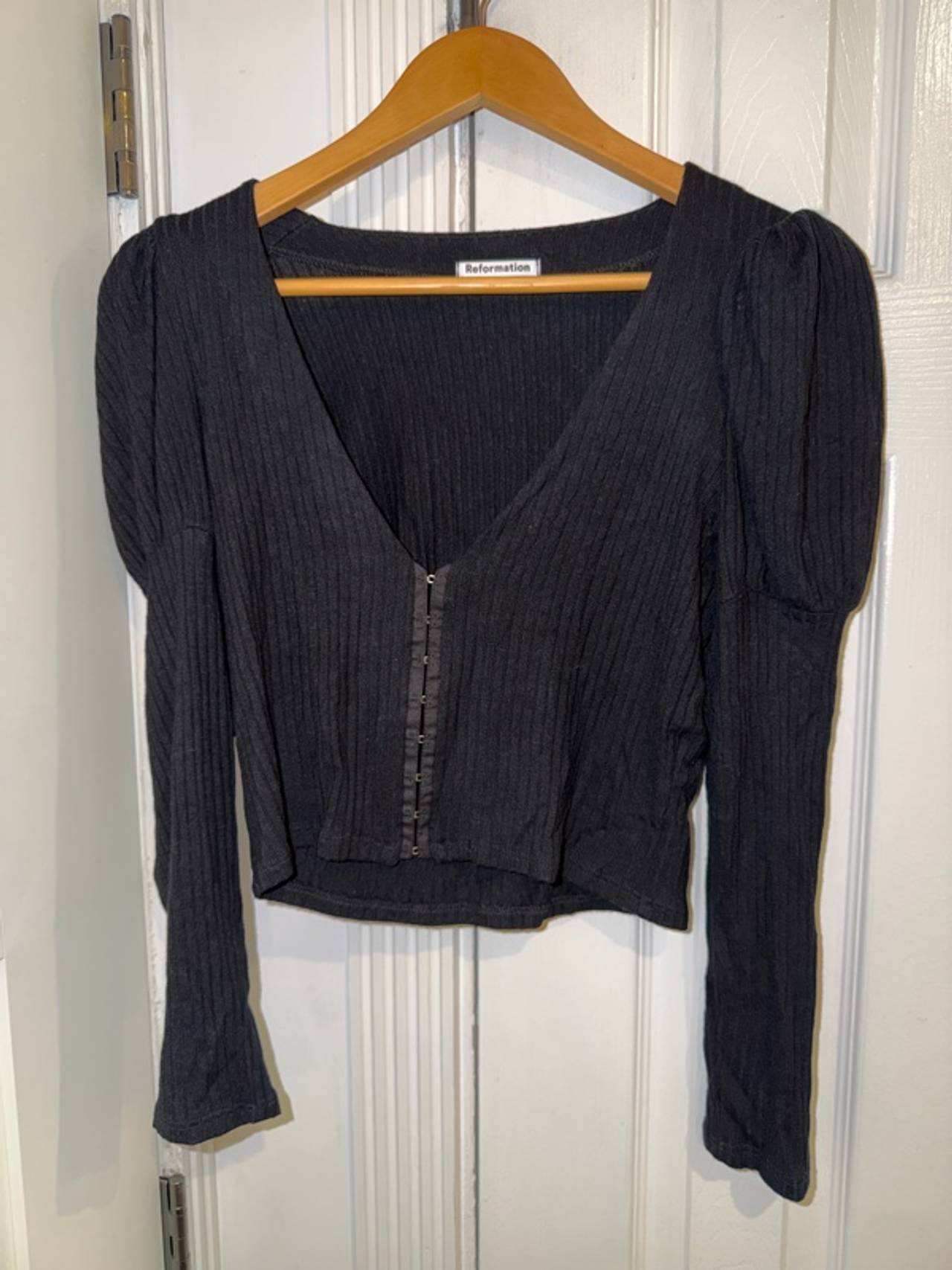 Reformation V Neck Top Black Womens Size Medium