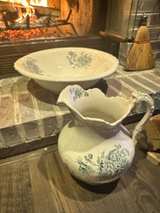 Antique Floral Ironstone Pitcher and Wash Basin Set - Image 2