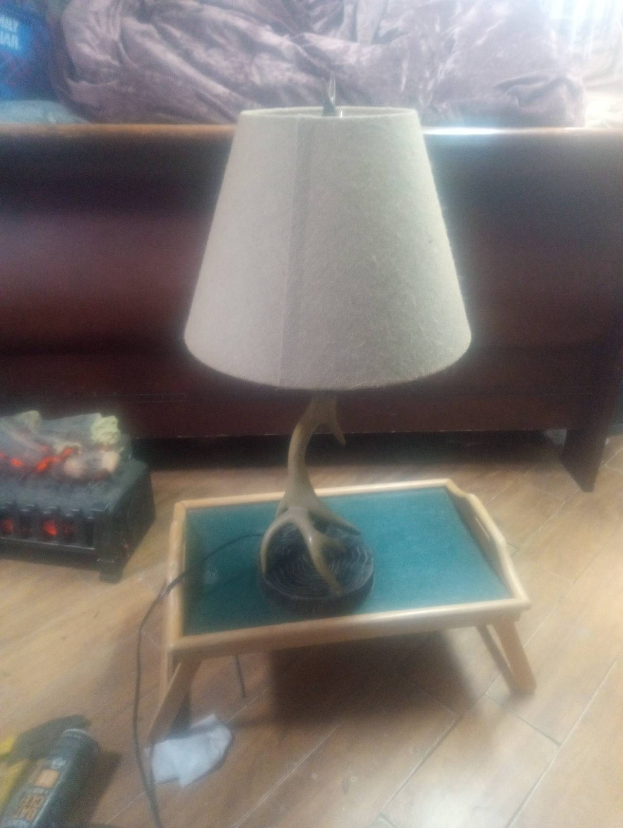 Faux Antler Table Lamp with Fabric Shade
