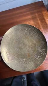 Chinese Vintage Brass Bowl with Dragon Etching - Image 6