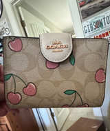 Coach Medium Corner Zip Wallet with Cherry Print - Image 1
