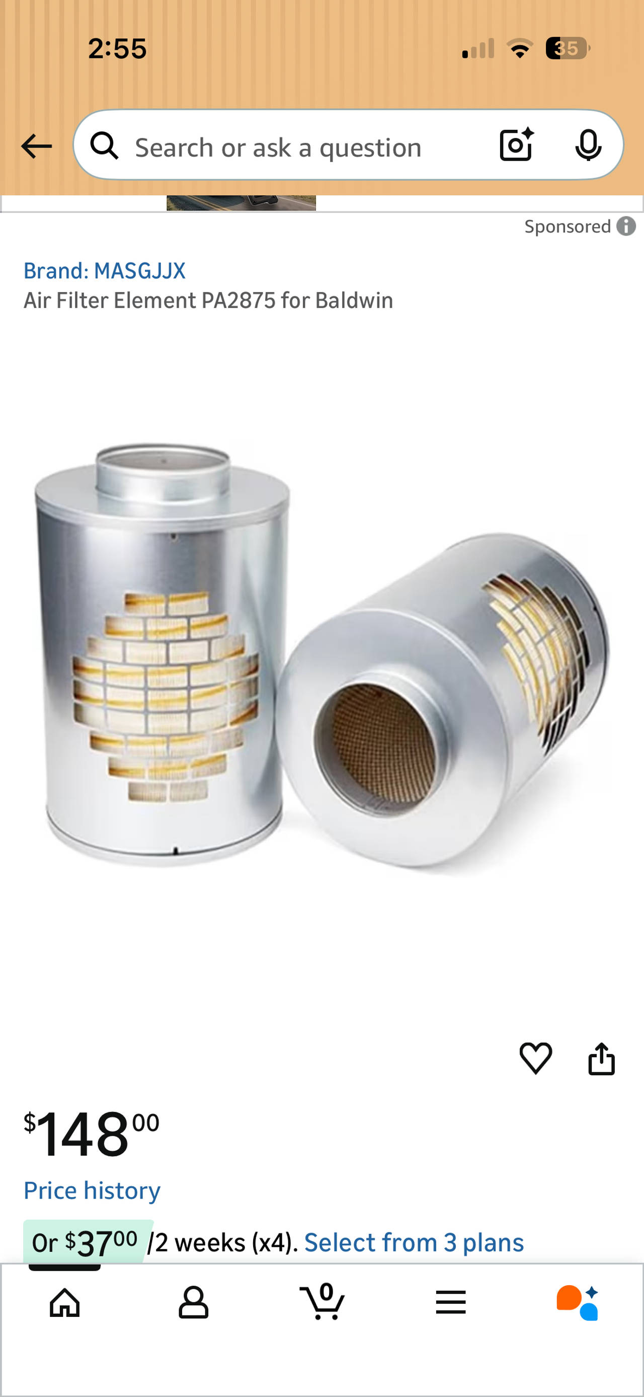 Baldwin PA2875 Air Filter Element